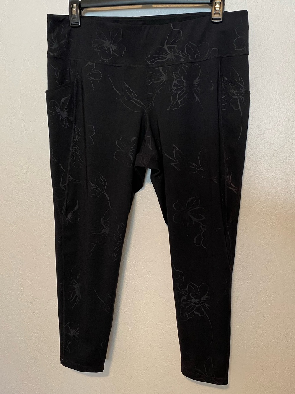 Ideology Black Floral High-Waist Pocket Leggings
